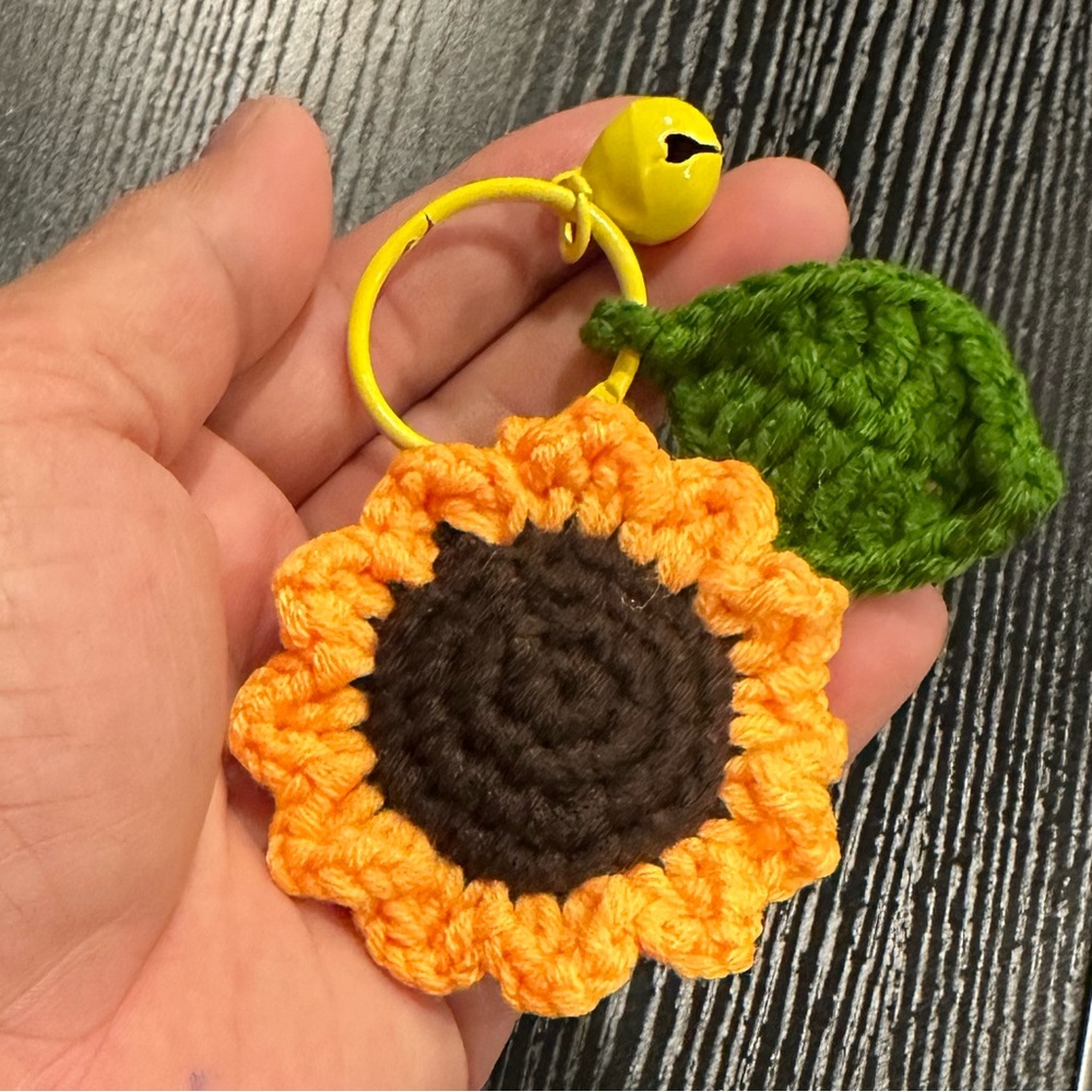 Crochet Sunflower bag charm